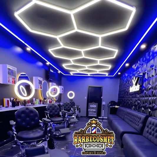 TENDENCIA luces hexagonal con borde led azul.